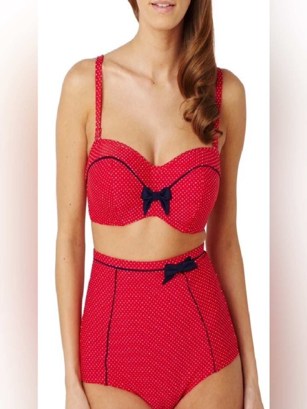 Red Polka Dot Women’s High-Waist Two-Piece Swim Set